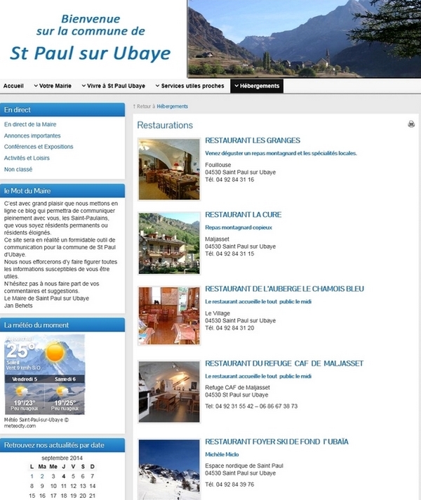 création site  Mairie de St Paul sur Ubaye