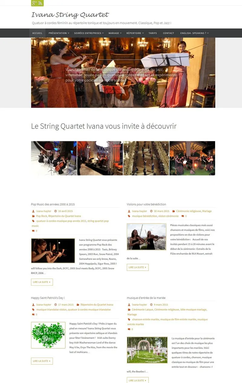 Création du blog de communication pour Quatuor à cordes féminin
