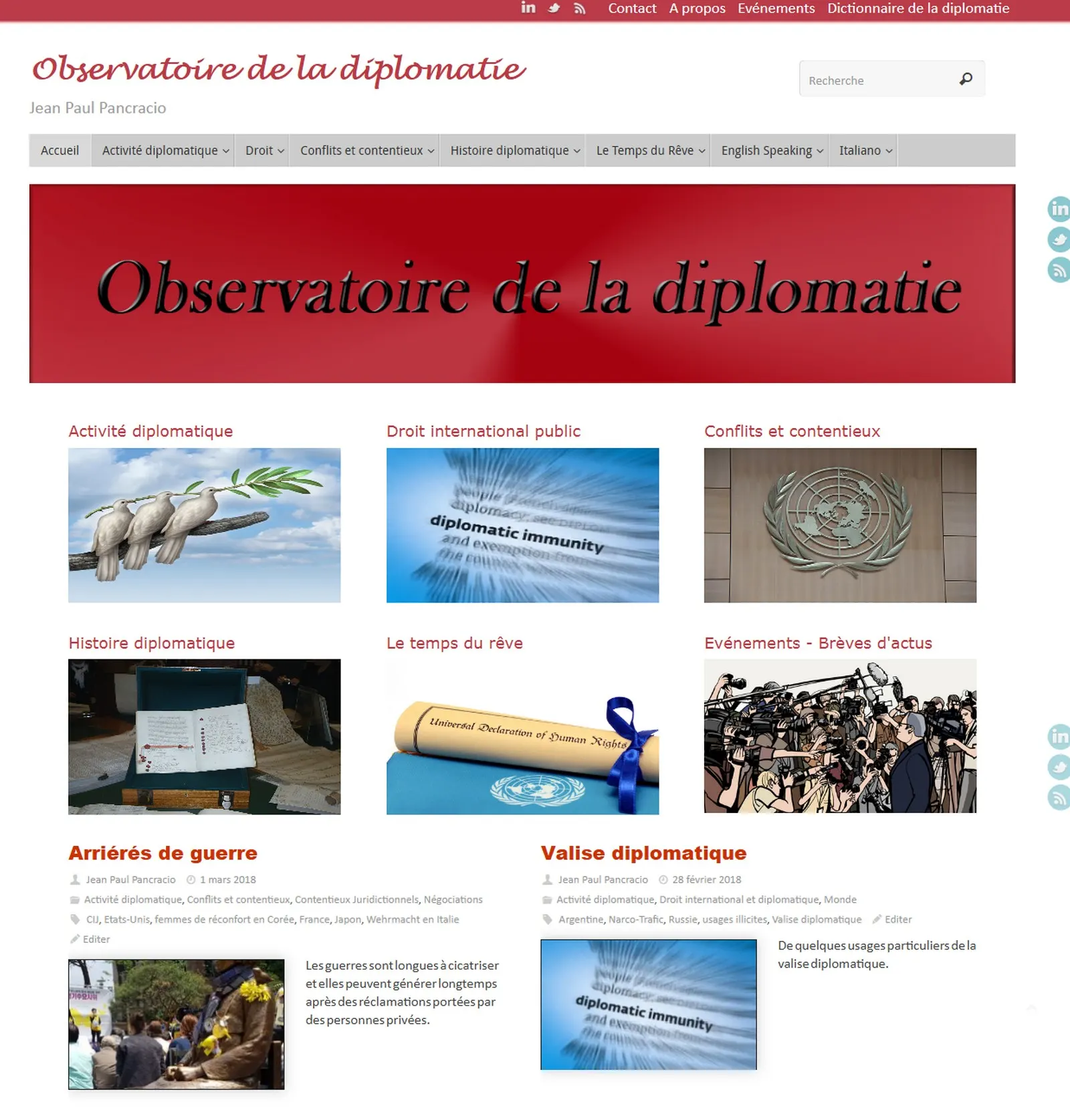 Observatoire de la Diplomatie, Blog de Jean Paul Pancracio